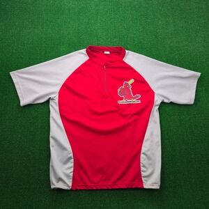 St Louis Cardinals Training Shirt Mens XL Red Gray 1/4 Zip Pullover MLB Baseball